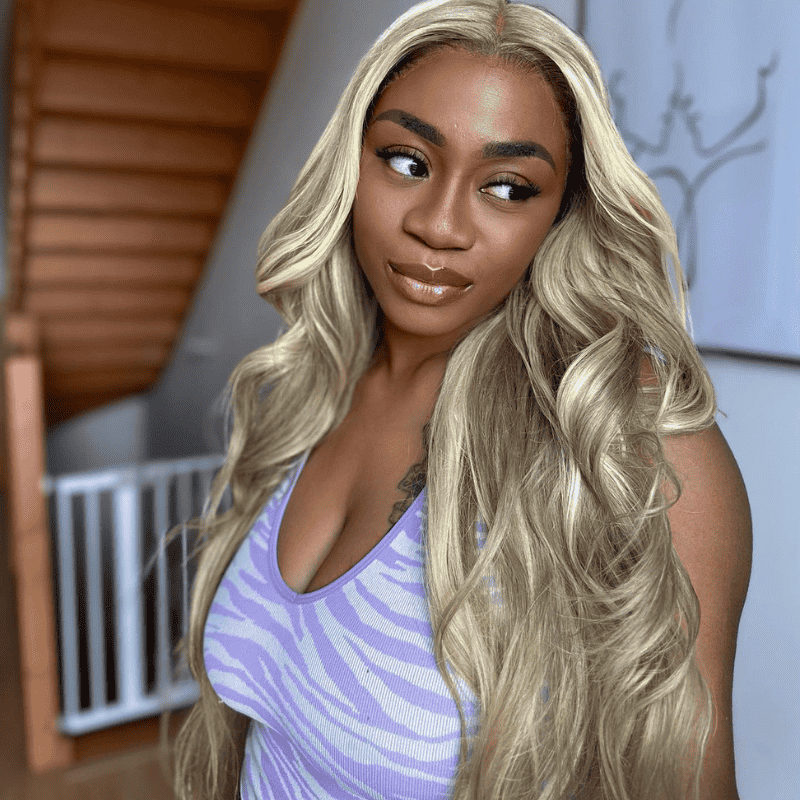 180% Density Balayage Ash Blonde 13x4 lace front Body Wave wig