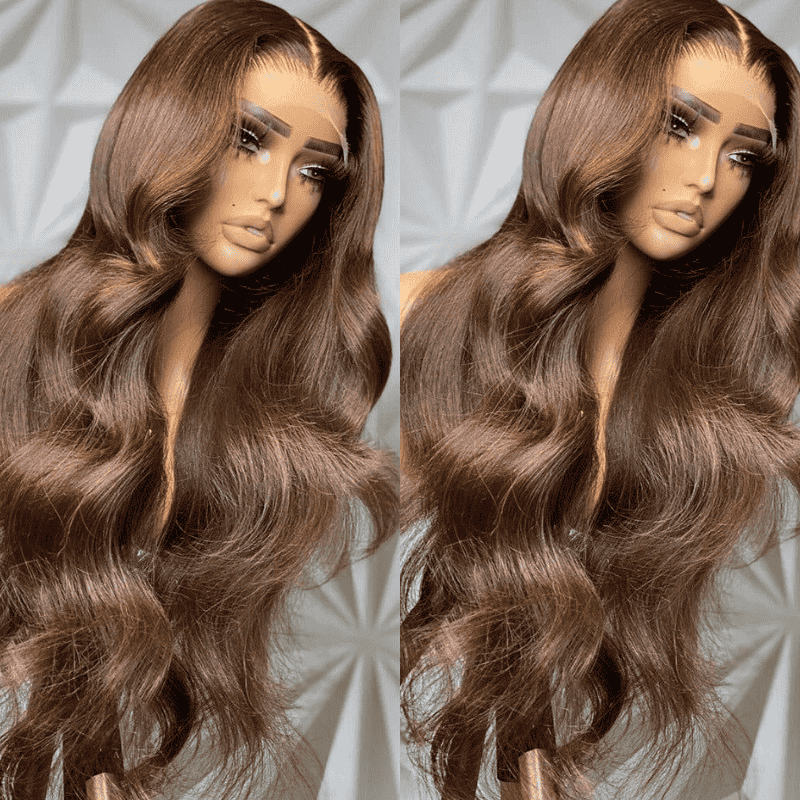 180% Density Chocolate Brown Body Wave 13x4 HD lace front glueless wig