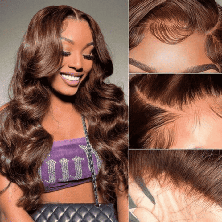 180% Density Chocolate Brown Body Wave 13x4 HD lace front glueless wig