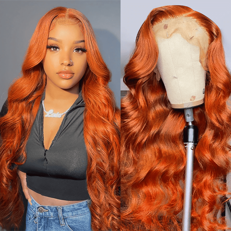 180% Density Ginger Body Wave 13x4 HD lace front wig