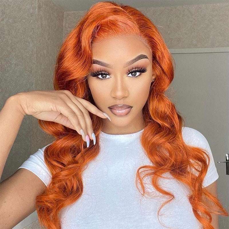 180% Density Ginger Body Wave 13x4 lace front human hair wig