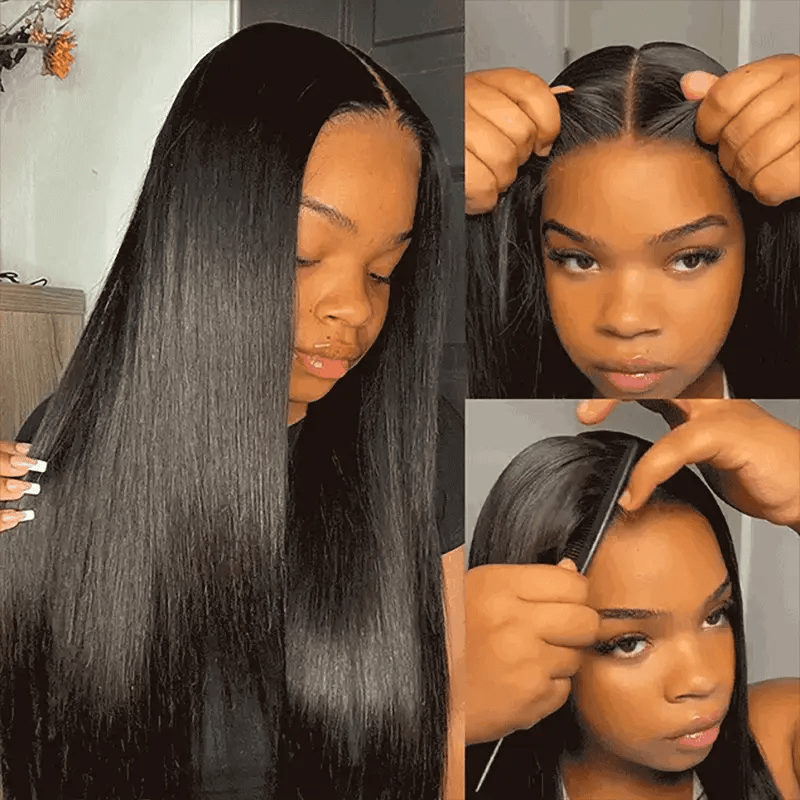 180% Density Glueless Straight Human Hair Wig for Beginners