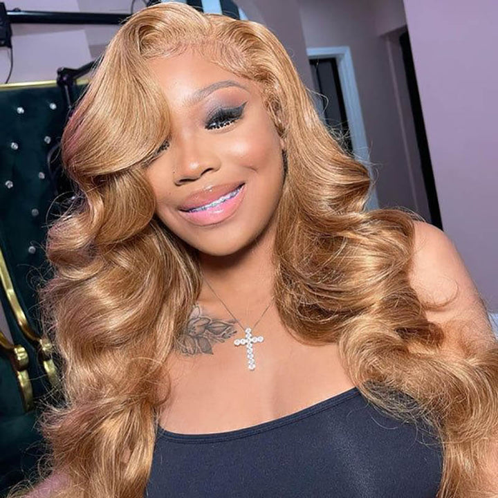 180% Density Honey Blonde #27 13x6 HD lace front Body Wave wig
