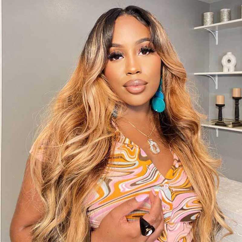 180% Density Ombre 1B27 13x4 glueless Body Wave lace front wig