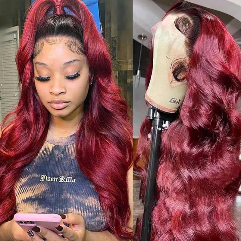 180% Density Ombre 1B/99J Body Wave 13x4 lace front wig