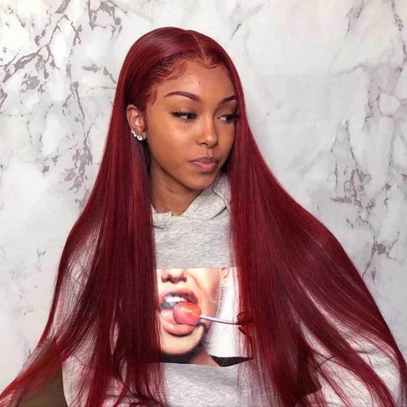180% density 99J Straight wig, Bye Bye Knots glueless human hair closure, beginner friendly