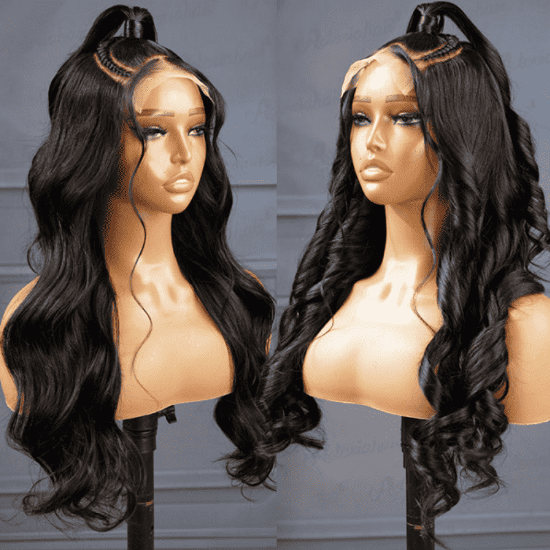 180% density Body Wave wig, Pre-styled Half Up Half Down, 13x6 lace