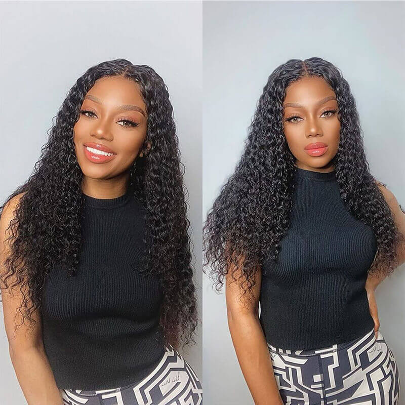 180% density Kinky Curly human hair wig, HD transparent lace, natural hairline