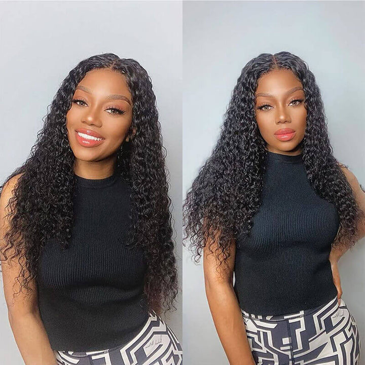 180% density Kinky Curly human hair wig, HD transparent lace, natural hairline