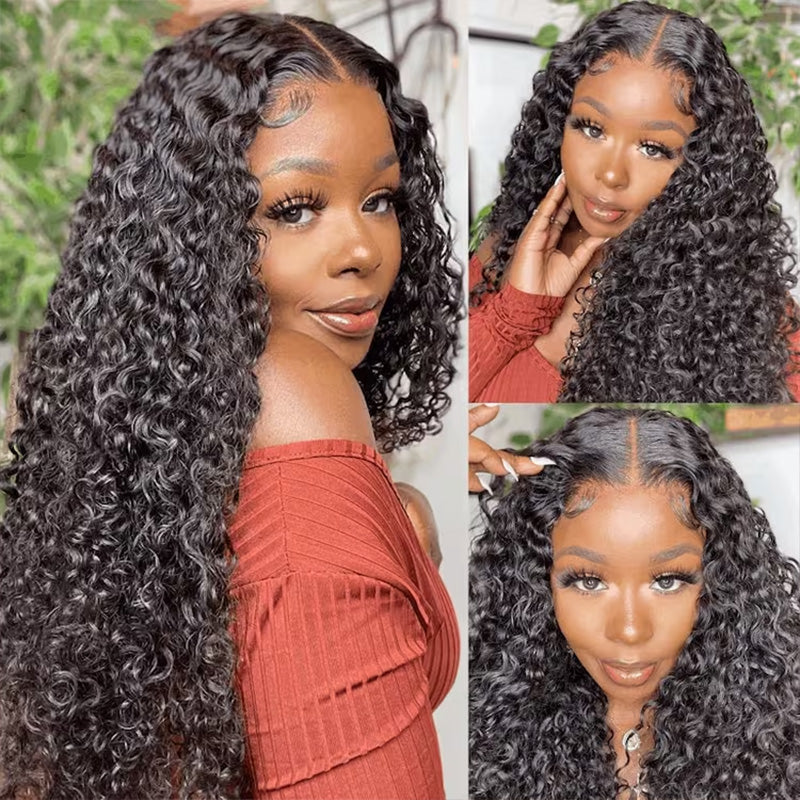 180% density Kinky Curly human hair wig, pre-cut glueless closure, beginner friendly