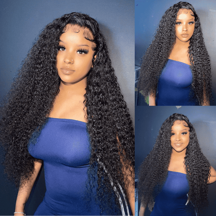 180% density Kinky Curly wig, 13x4 4x4 HD transparent lace, glueless human hair