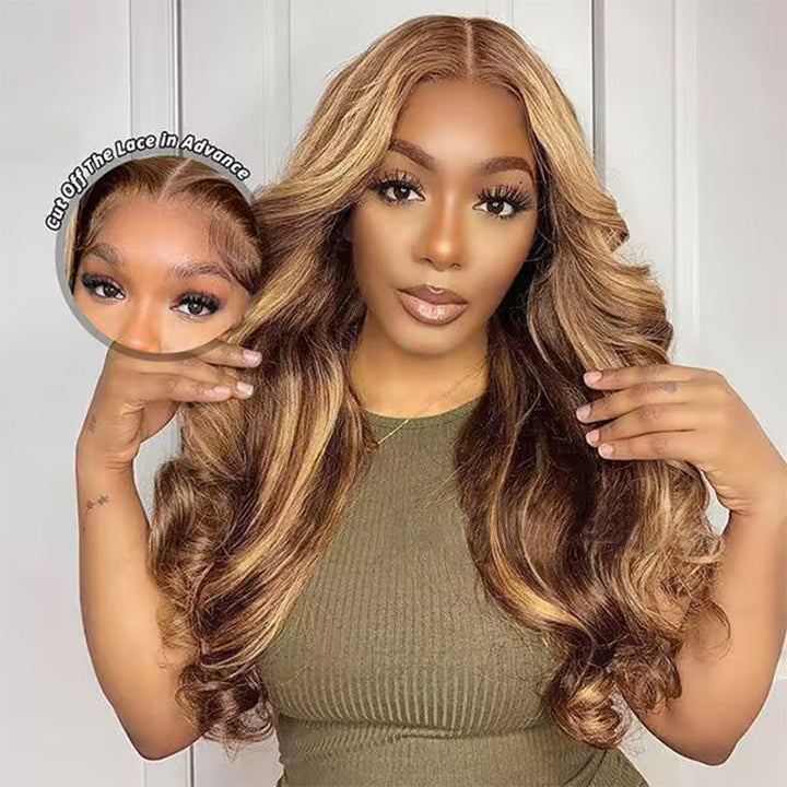 180% density P4/27 Highlight wig, Bye Bye Knots glueless human hair closure