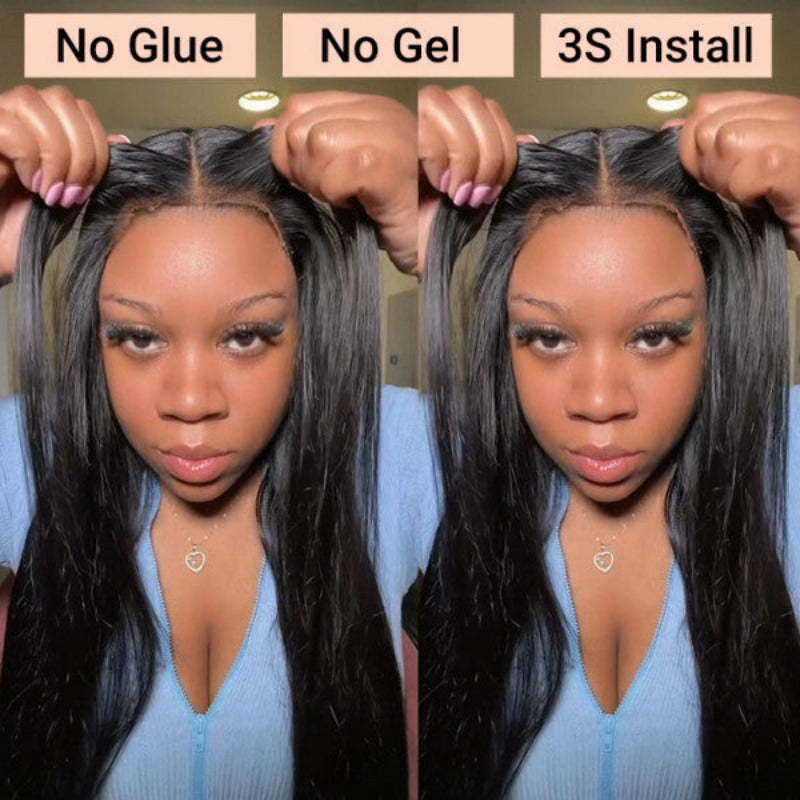 180% density Straight wig, Bye Bye Knots glueless human hair closure, beginner friendly