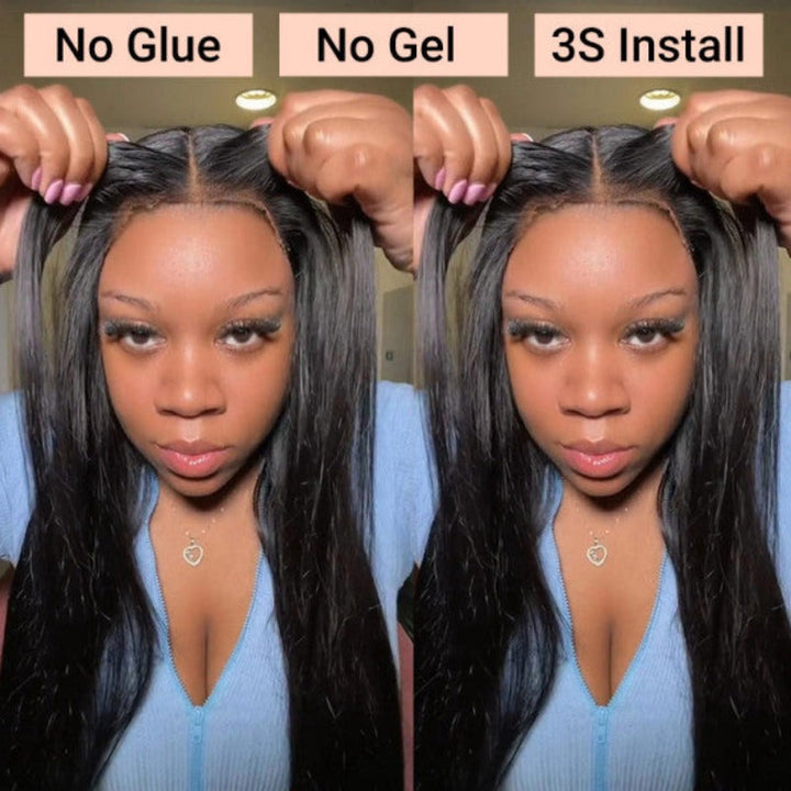 180% density Straight wig, Bye Bye Knots glueless human hair closure, beginner friendly