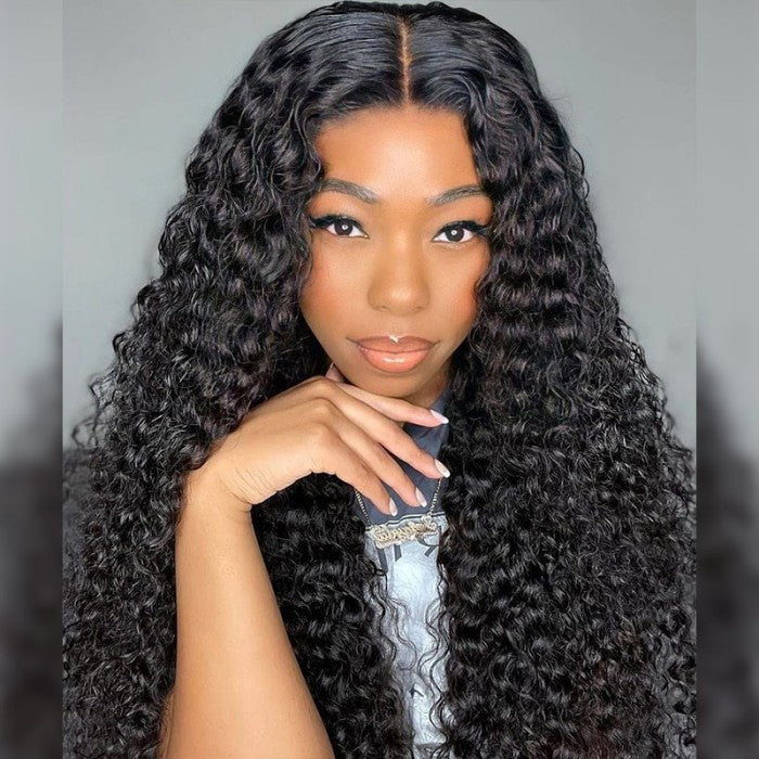180% density Water Wave human hair wig, pre-cut glueless closure, beginner friendly