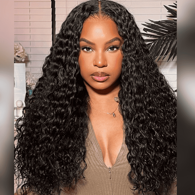 180% density Water Wave human hair wig, pre-cut glueless closure, beginner friendly