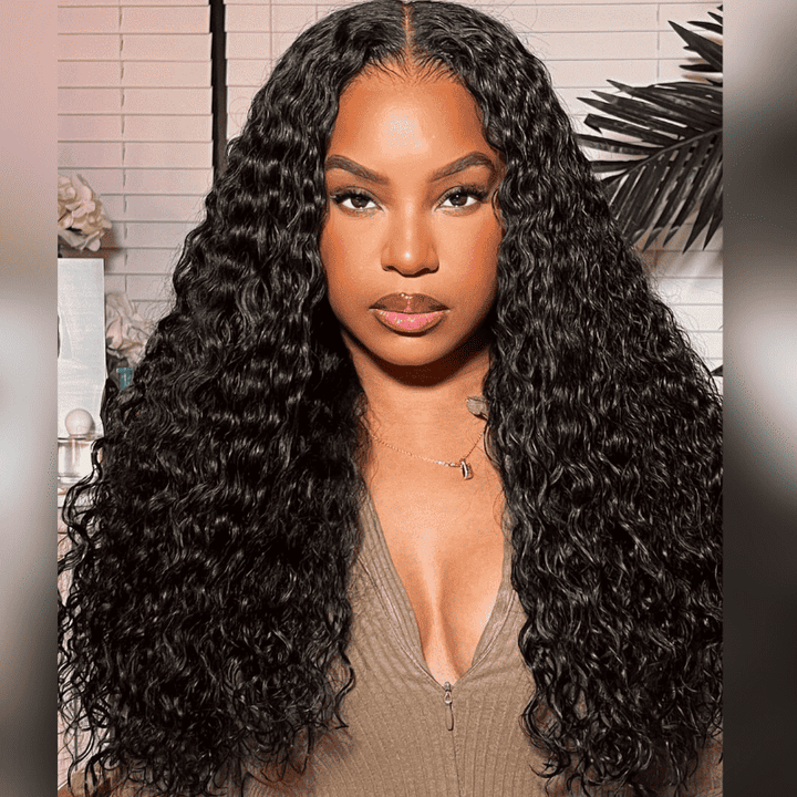 180% density Water Wave human hair wig, pre-cut glueless closure, beginner friendly