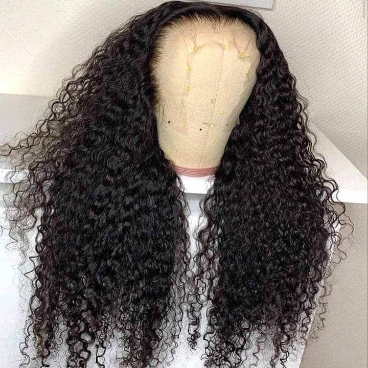 180% density deep wave human hair frontal wig