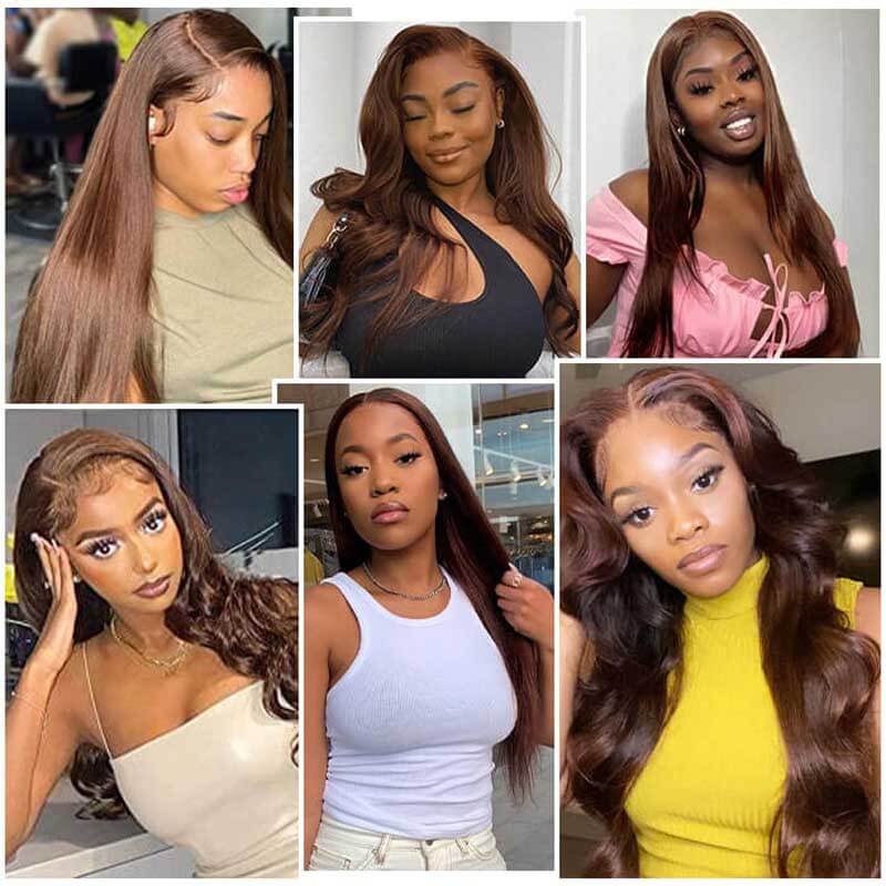 180% density glueless wig, Chocolate Brown Body Wave, 13x4 HD lace front