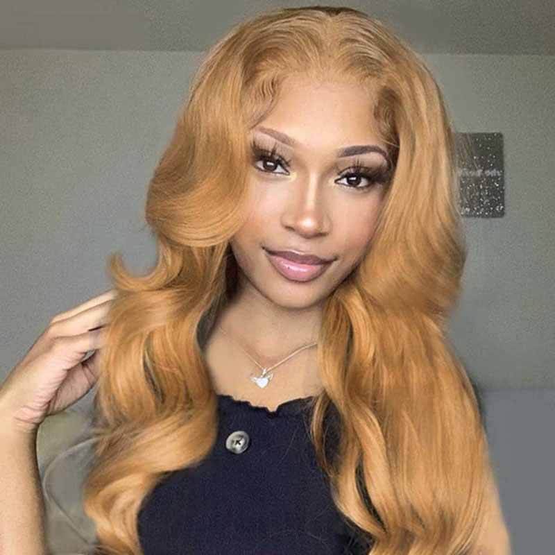 180% high density Body Wave wig, Honey Blonde 27, 13x4 HD lace front