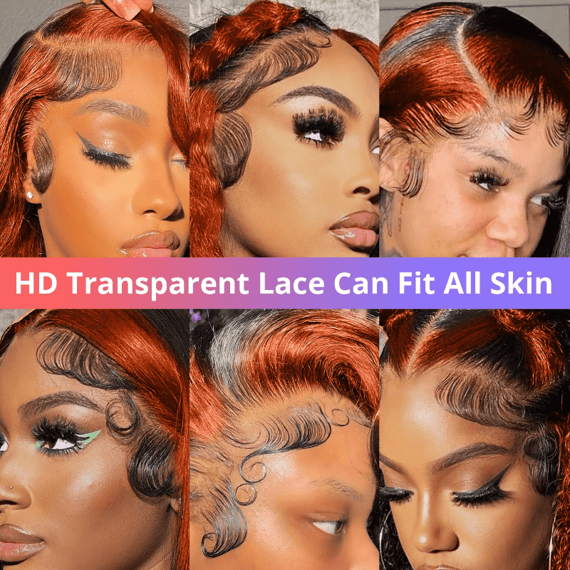 180% high density Body Wave wig, Skunk Stripe Ginger, 13x4 HD lace front