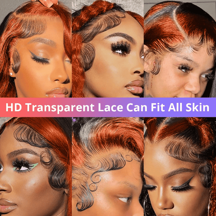 180% high density Body Wave wig, Skunk Stripe Ginger, 13x4 HD lace front