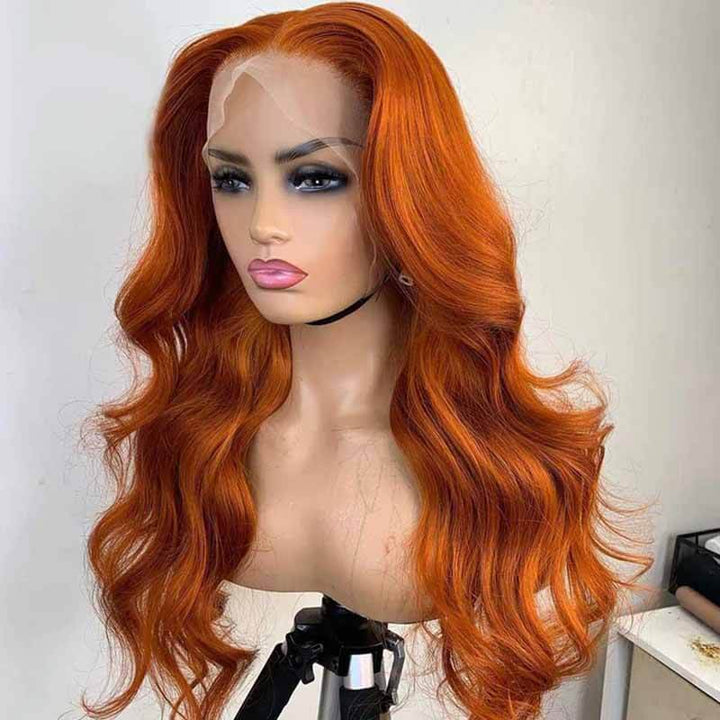 180% high density Body Wave wig, Ginger color, 13x4 HD lace