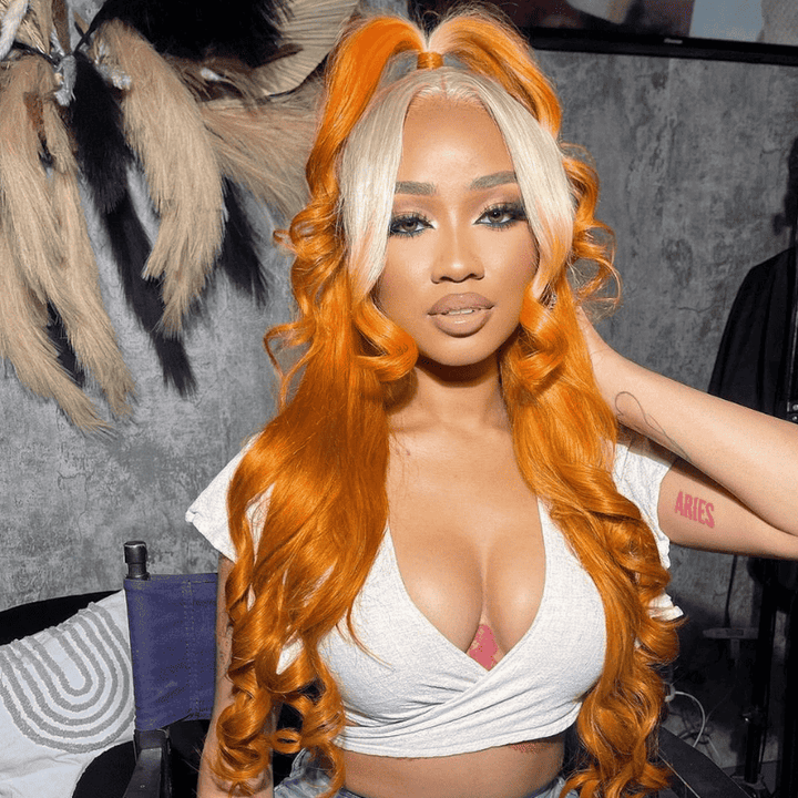 180% high density wig, Ombre 613 Blonde Ginger, 13x4 HD lace front