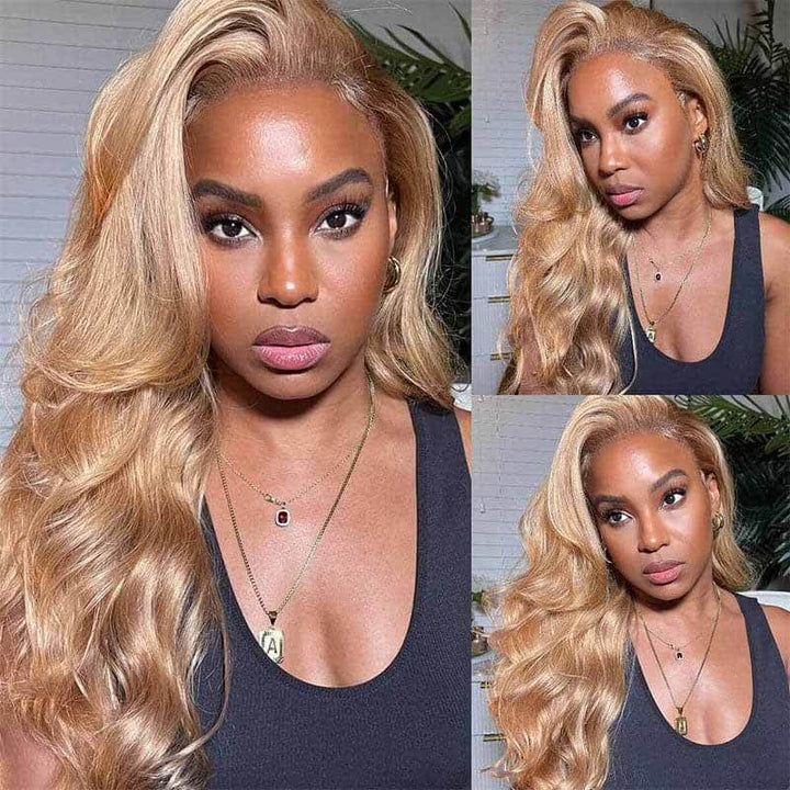 200% 250% Density #27 Honey Blonde 13x4 HD lace front Body Wave wig