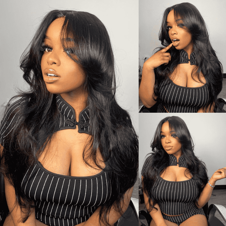 200% 250% Density Body Wave 13x4 lace front wig with curtain bangs
