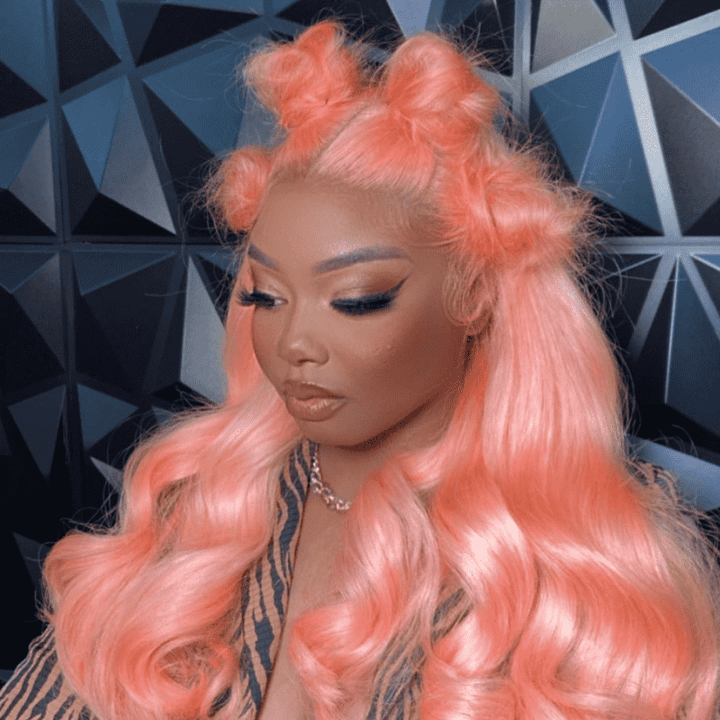 200% 250% Density Light Baby Pink 13x4 lace front Body Wave wig