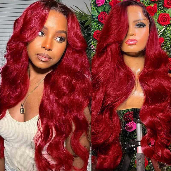 200% 250% Density Ombre 1B/Burgundy 13x4 HD lace front wig