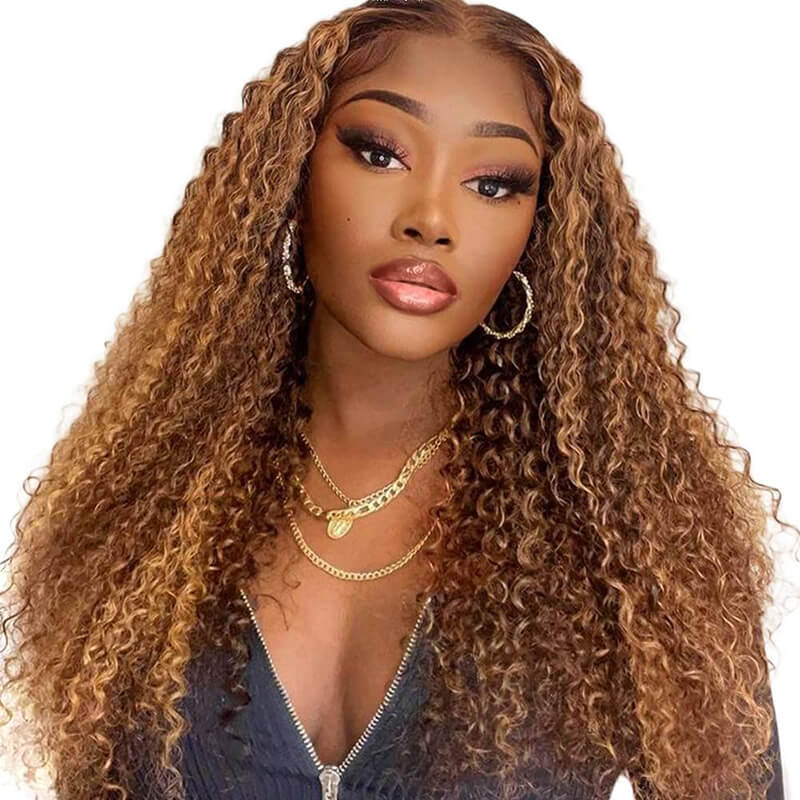 200% 250% density P4/27 Highlight Deep Wave wig, 13x6 HD lace front