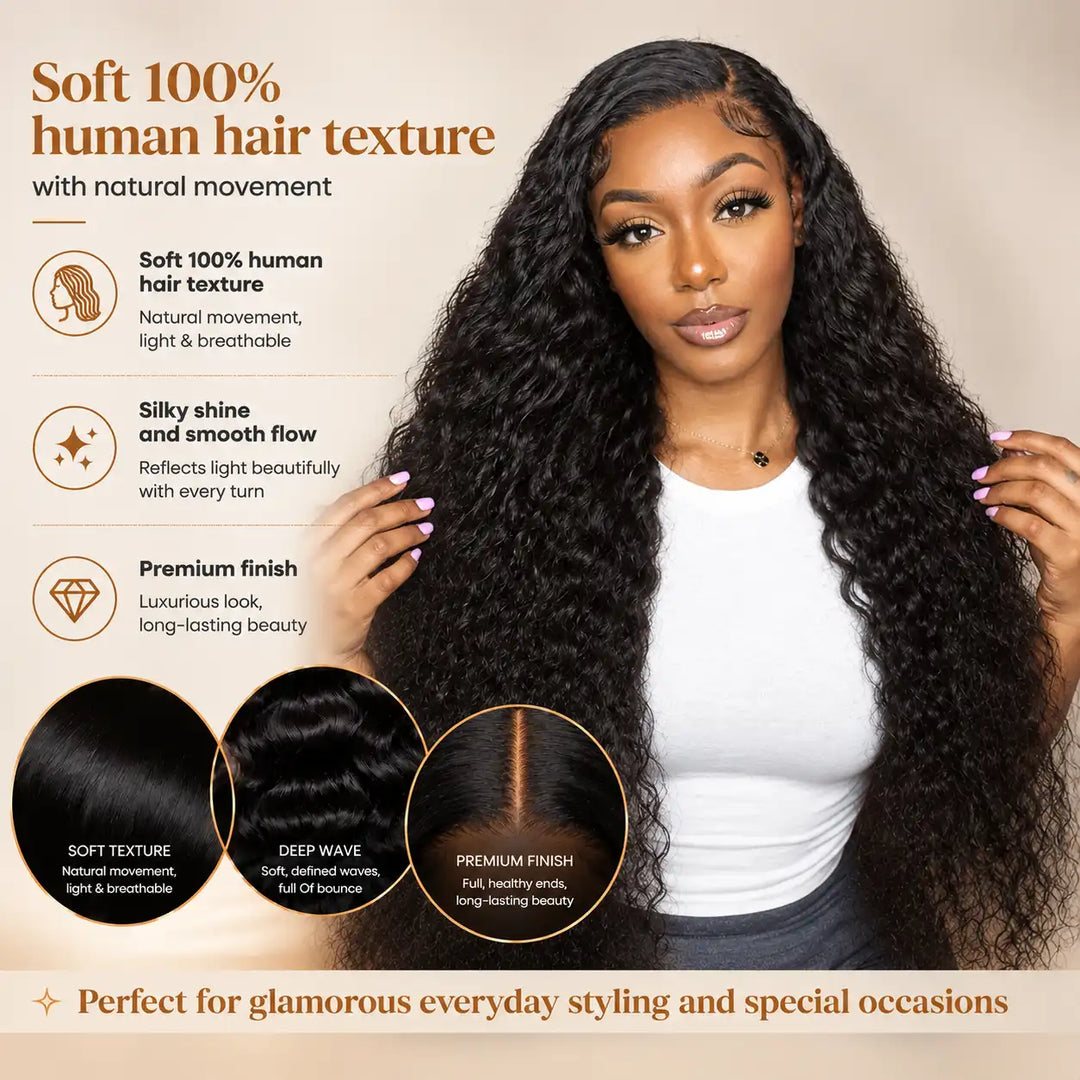 21-21.5 inch Small Cap Deep WAVE HUMAN HAIR WIG FOR Small HEAD;