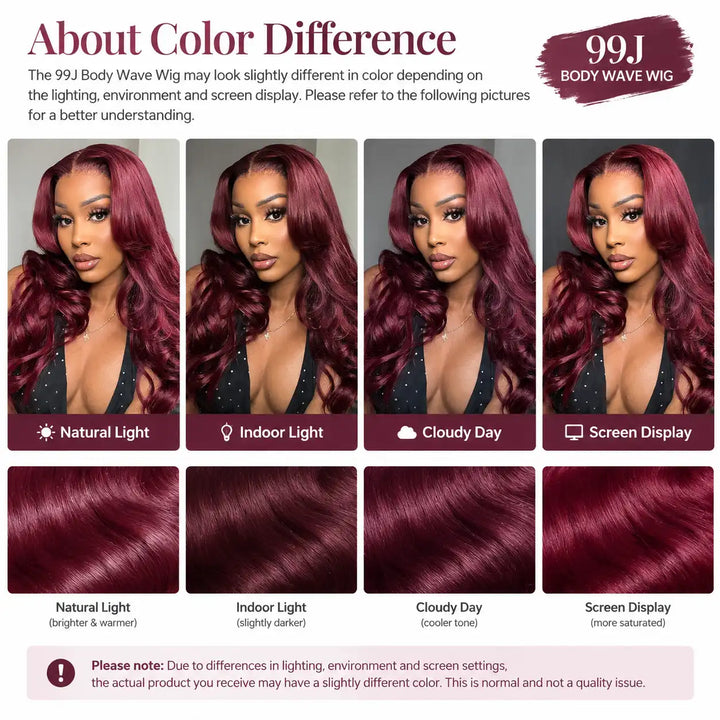 23-23.5 inch Large Cap Size 99J Burgundy Body Wave 13x4 Lace Front Human Hair Wig highlighting soft virgin human hair texture and natural luster.