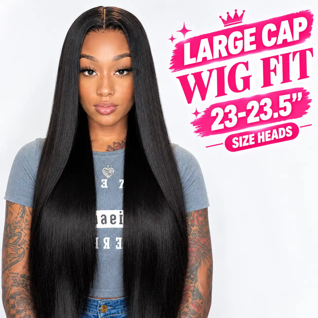 23.5 Inch Large Cap Human Hair Wig for Big Heads | Straight 13x4 HD Lace Front Wig 200%-250% Density for Black Women