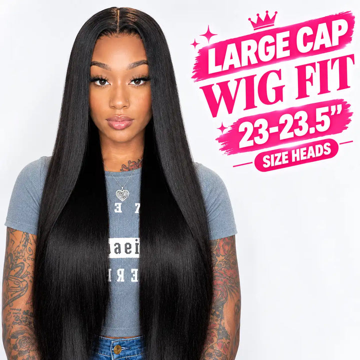 23.5 Inch Large Cap Human Hair Wig for Big Heads | Straight 13x4 HD Lace Front Wig 200%-250% Density for Black Women