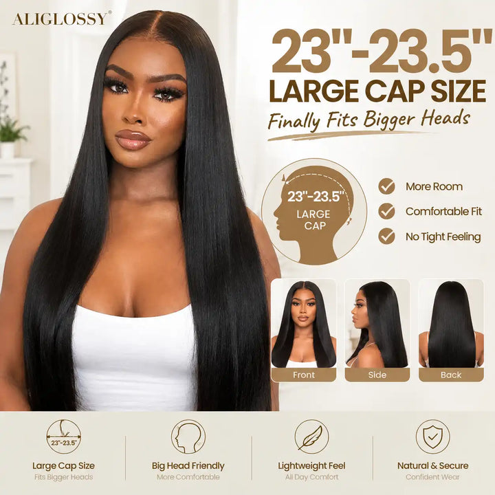23.5 inch big head friendly large cap size 13x4 lace front wig