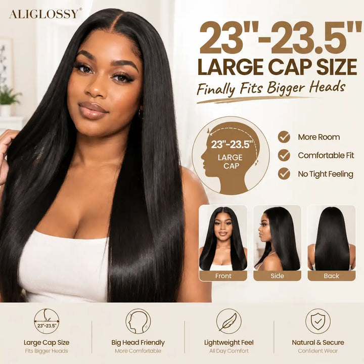 23.5 inch big head friendly large cap size 13x4 lace front wig