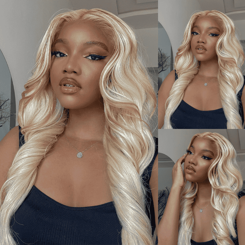 250% 300% Density Light Brown on Blonde Highlights 13x4 lace front wig