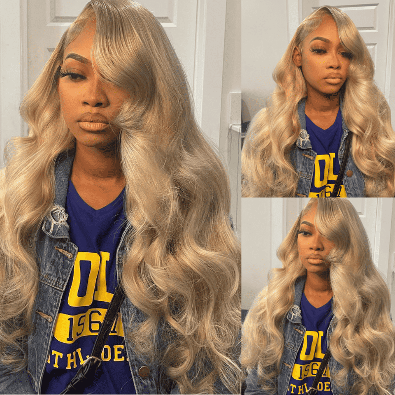 250% Density Ash Dirty Blonde 13x4 lace front Body Wave wig