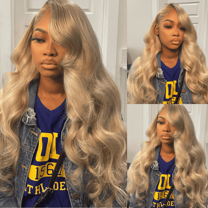 250% Density Ash Dirty Blonde 13x4 lace front Body Wave wig