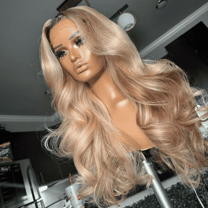 250% Density Balayage Ash Honey Blonde Highlight wig, 13x4 HD lace front