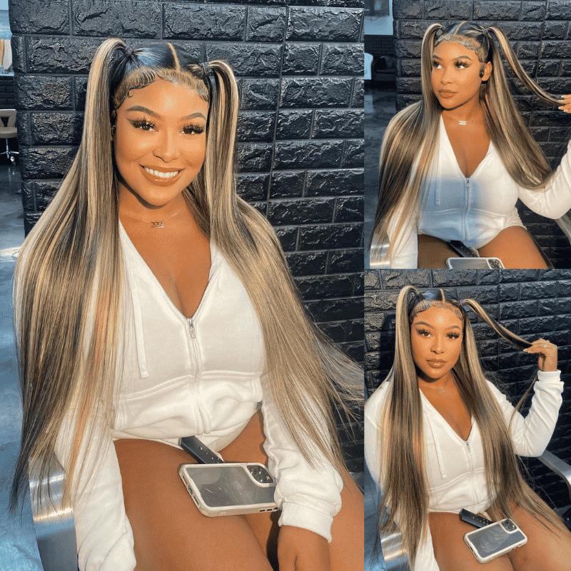 250% Density Balayage Brown Highlights 13x4 lace front wig, HD lace