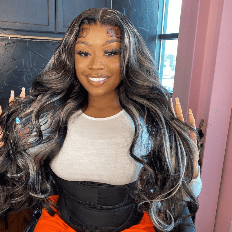 250% Density Black and Blonde Highlights 13x4 lace front Body Wave wig