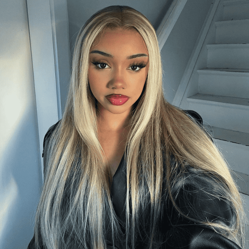 250% Density Blonde Brown Highlights 13x4 lace front straight wig