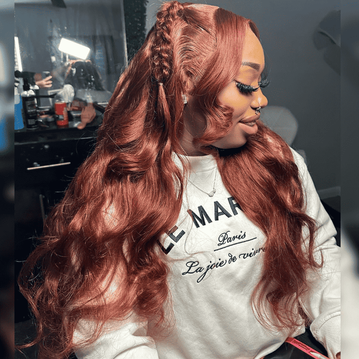 250% Density Brownish Reddish Brown Body Wave 13x4 lace front wig