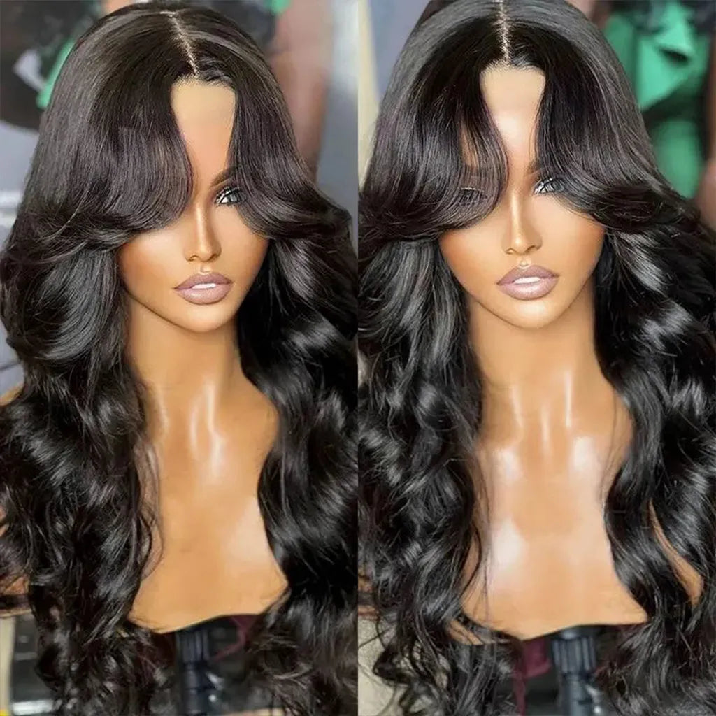 250% Density Curtain Bangs 13x4 lace front Body Wave wig
