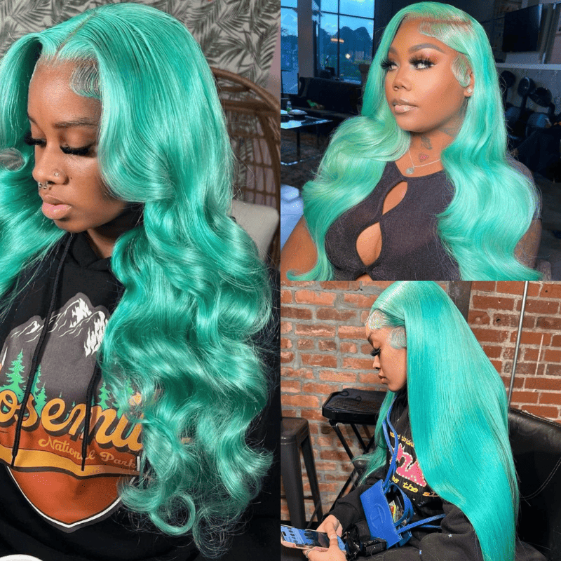 250% Density Ocean Aqua Blue 13x4 HD lace front wig