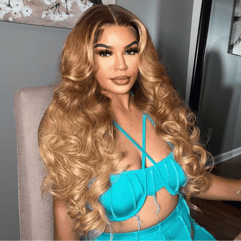 250% Density Ombre Blonde Brown Highlights 13x4 lace front wig, HD lace